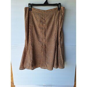 Pendleton Skirt Size 10 Brown White Polka Dot A-Line Midi 6.5" Zipper On Side